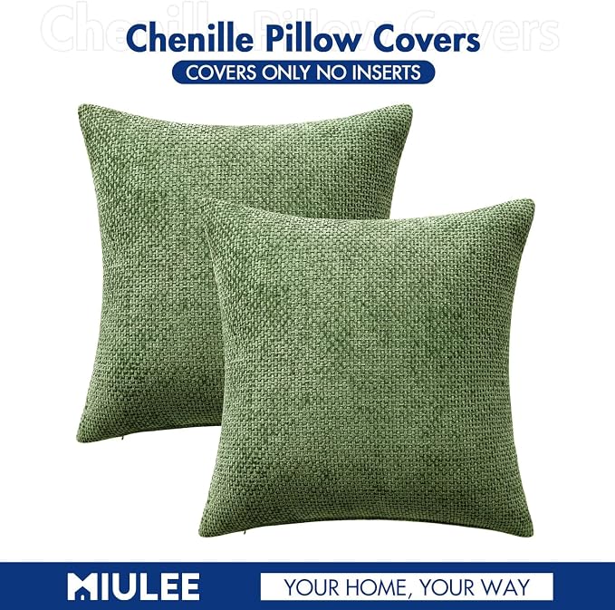 MIULEE Decorative Couch Throw Pillow Covers 18x18 Inch Sage Green 2 Pack | - Image 7
