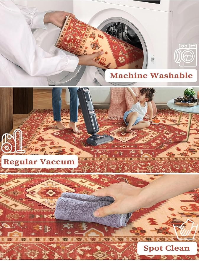 SERISSA 2'6"x8' Washable Non Slip Boho Runner Rug - Image 4