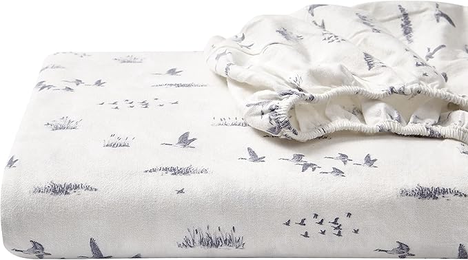 Eddie Bauer - Full Sheet Set, Warm Breathable Cotton Flannel Bedding with Deep Pockets, Brushed for Extra Softness, Cozy Home Decor, Oeko-Tex Certified (Geese Meadows, Full)