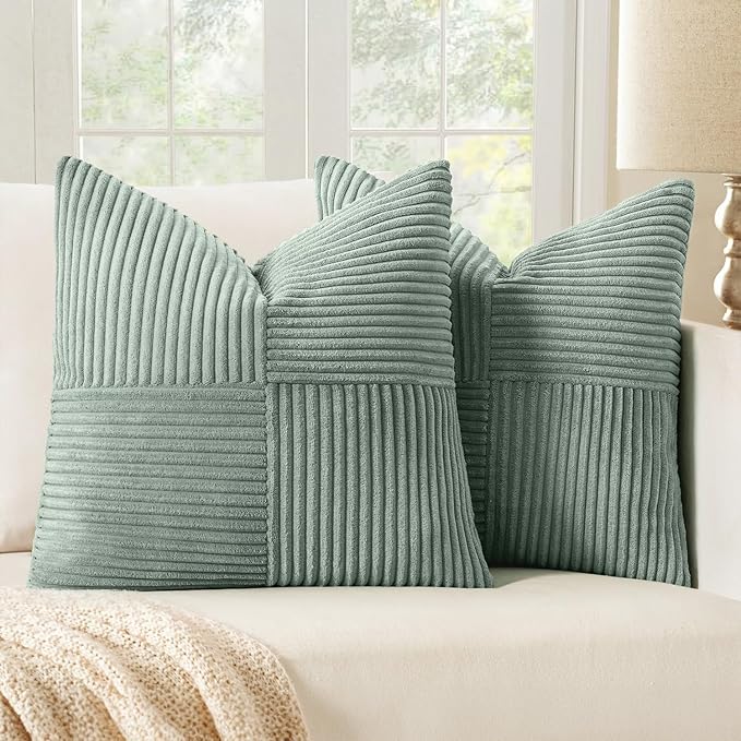 MIULEE Greyish Green Decorative Throw Pillow Covers 16x16 Inch by MIULEE