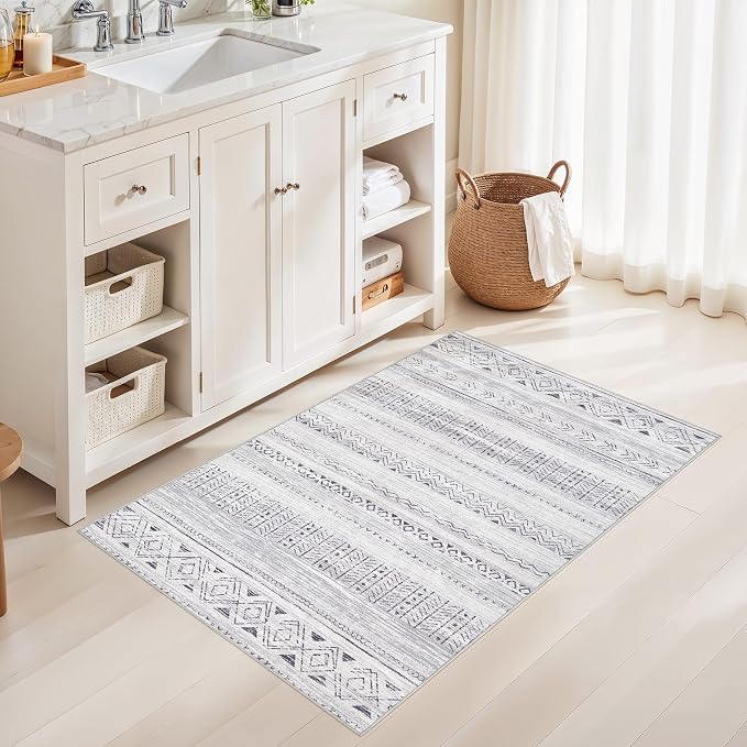 cotiled Washable 3x5 Entryway Rugs: Boho Moroccan Soft Small Rug | Solve Modern - Image 6