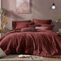 Monbix Full Size Comforter Sets Red, Cationic Dyeing Reversible Bedding Set 7 Pieces, All Season Bed in a Bag with Sheets, Pillowcases & Shams