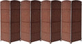 Sorbus Room Divider 6 ft. Tall - Privacy, Wide Double Hinged Panels, Mesh Hand-Woven Design, Folding Screens, Wall Divider for Room Separation, Brown Rust Wicker, 8 Panel