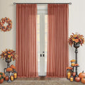 Extra Long Terracotta Pleated Linen Curtains 120 Inches Long Firebrick | Light by Twodrapes