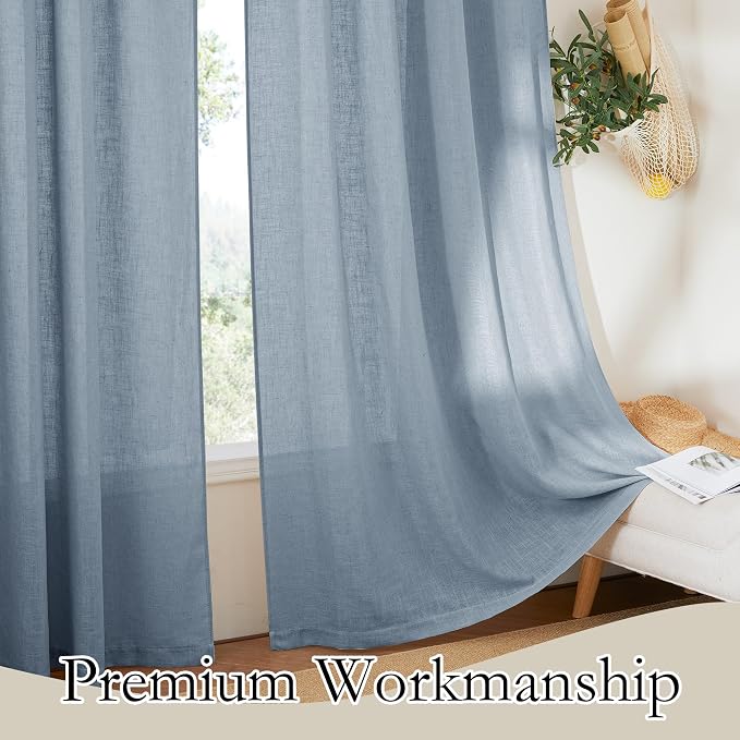 RYB HOME Linen Semi Sheer Curtains - Image 7