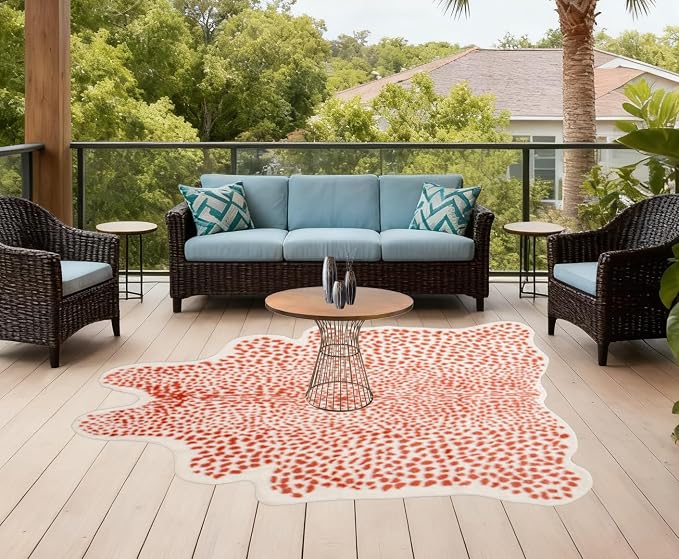 Huichenxing2021FURSTORE Faux Fur Leopard Cheetah Print Rug Pink 5.3x6.7ft | - Image 5