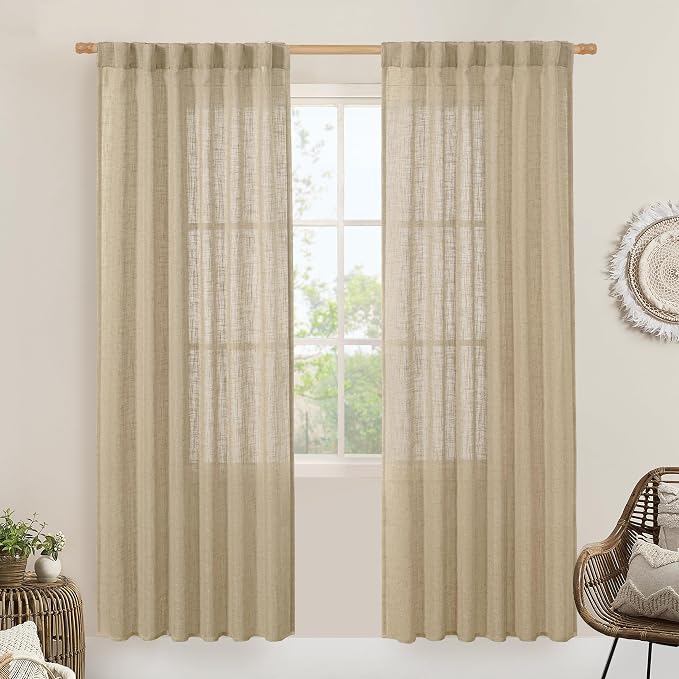 Light Filtering Linen Curtains 78 inch by LAMIT