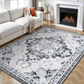 Rugflix 6x9 Area Rugs for Living Room, Washable Light Grey Large Rug | Machine by RugflixAreaRugs