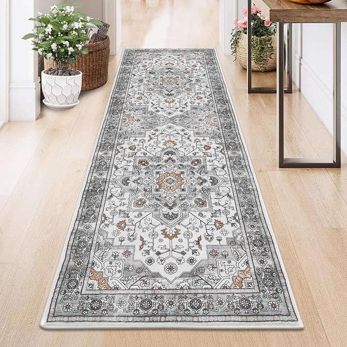 HEBE Hallway Runner Rug 2'x6', Washable Non Slip Kitchen Rug Runner | Soft Boho - Image 8