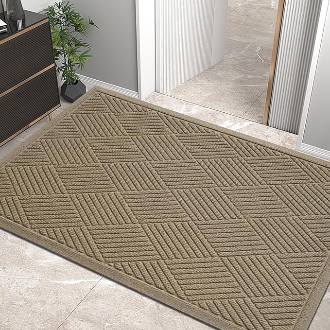Sturdy Front Door Mat, Absorbent Muddy Dirt Resist Welcome Door Mats Outdoor by HIYARD