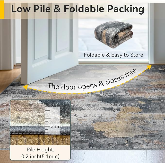 RELEANY Washable 5'x7' Abstract Area Rug - Image 6