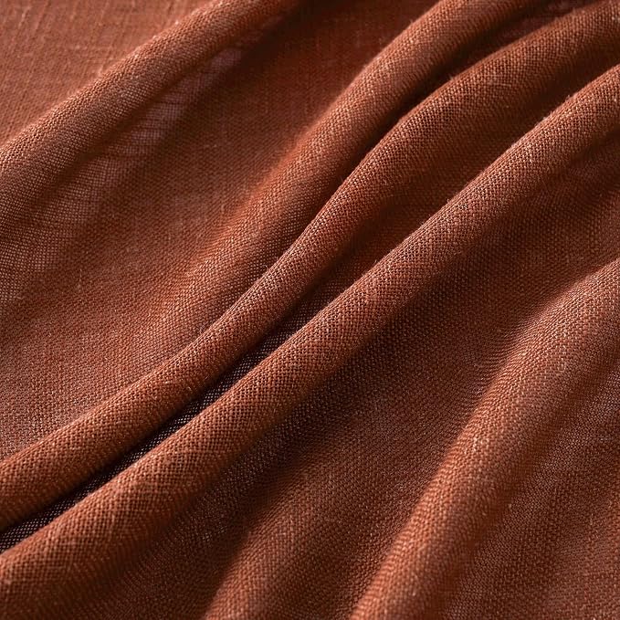 MIULEE Burnt Orange Fall Linen Curtains 42x63 Inch 2 Panels - Image 4