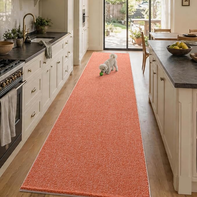 2x10 Orange/White Runner Rug Washable Non-Slip by Unknown