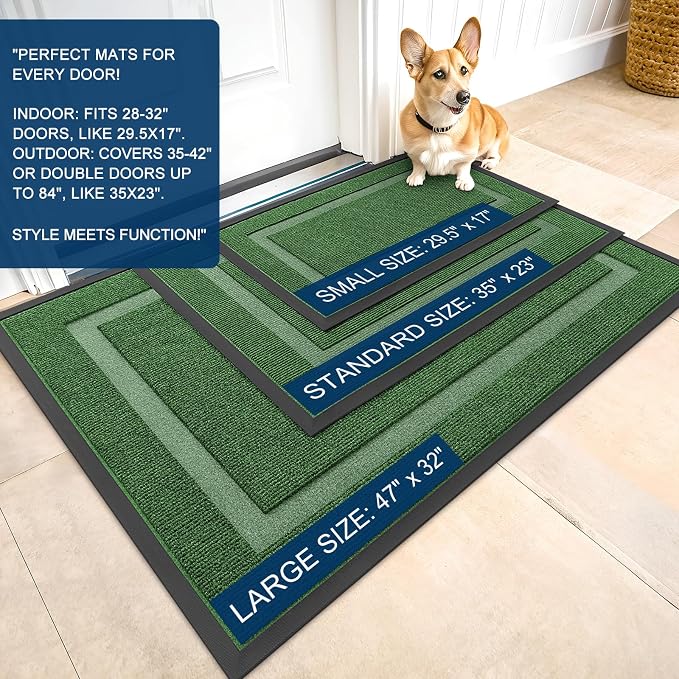 OLANLY Front Door Mat Outside 71x34, All-Season Heavy-Duty Rubber Doormat | - Image 2