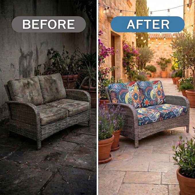 Waterproof Outdoor Cushion Covers, Stretch Patio Slipcovers | UV Resistant - Image 4