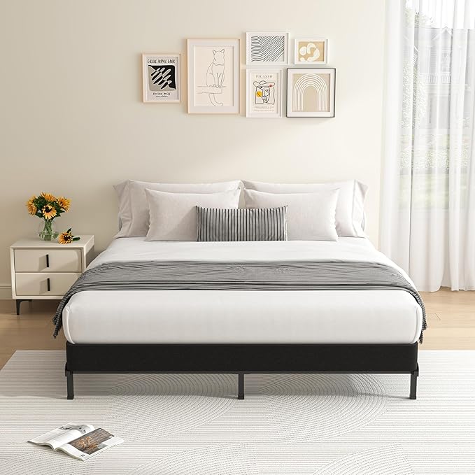 MAF 5 Inch Box Spring Full Size Bed, Low Profile Full Box Spring Bed Base, 3500 lbs Black Heavy Duty Metal Mattress Foundation with BoxSpring Cover, No Squeaky, Easy Assembly