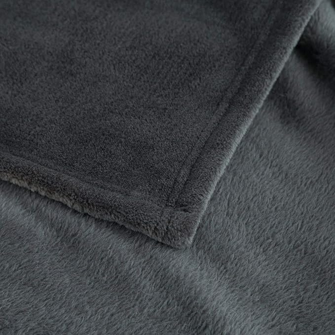 Bedsure GentleSoft Fleece Throw Blanket Dark Grey - Image 7