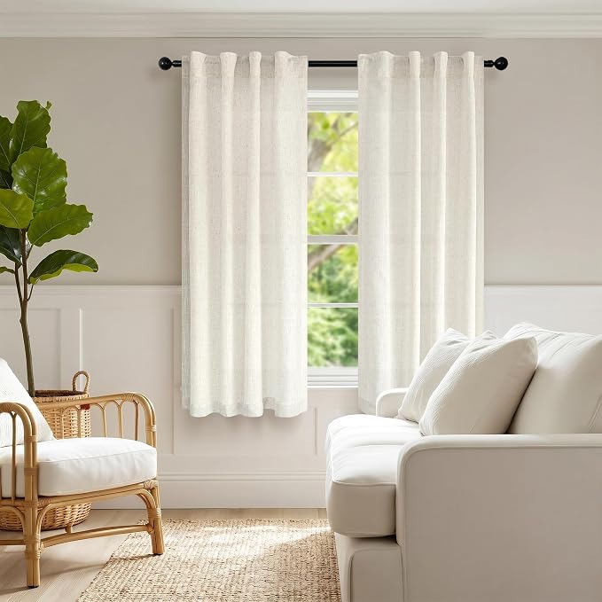 Pitalk Neutral Linen Curtains 40 Inch Length 2 Panels - Image 8
