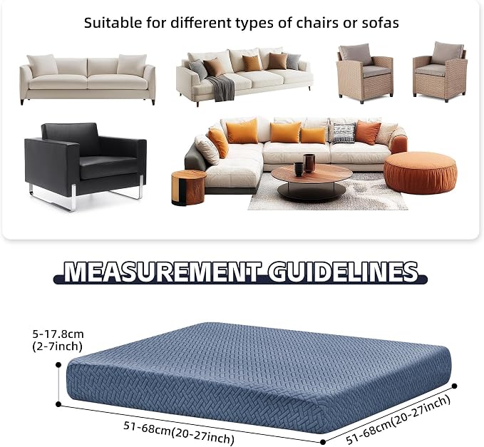 8Pcs Patio Cushion Covers, Outdoor Stretch Cushion Covers, Washable | Stretch - Image 2