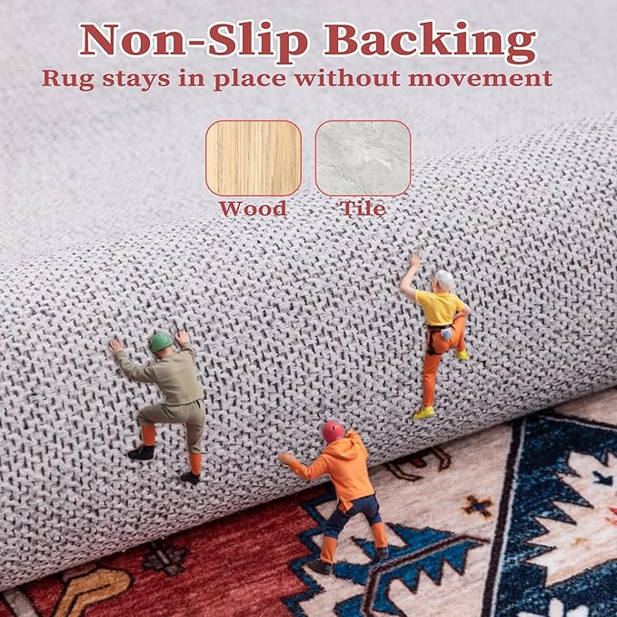 SERISSA 7x9 Washable Non Slip Boho Area Rug - Image 5