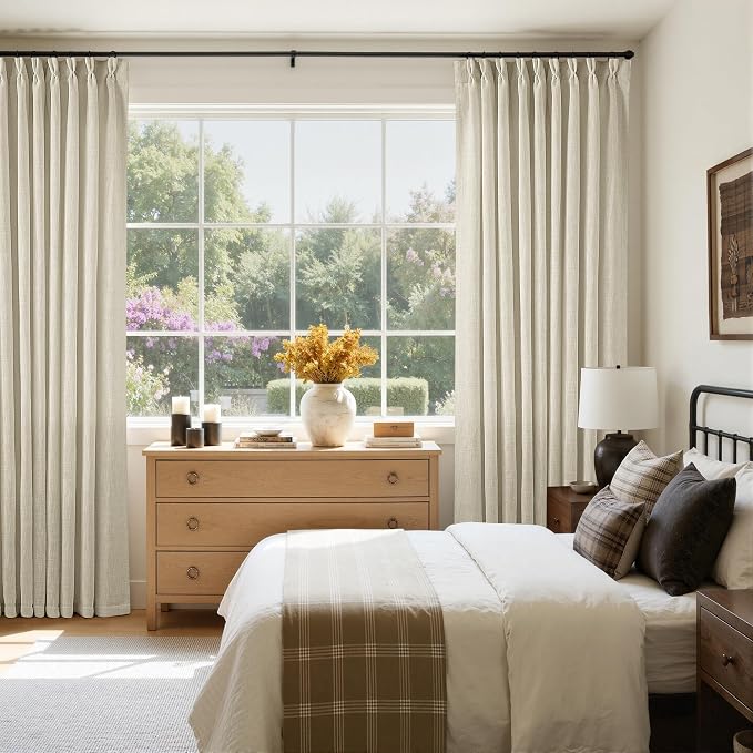 60 Inch Width 90 Inches Long Linen Pinch Pleated Curtains 1 Panel | Light - Image 6