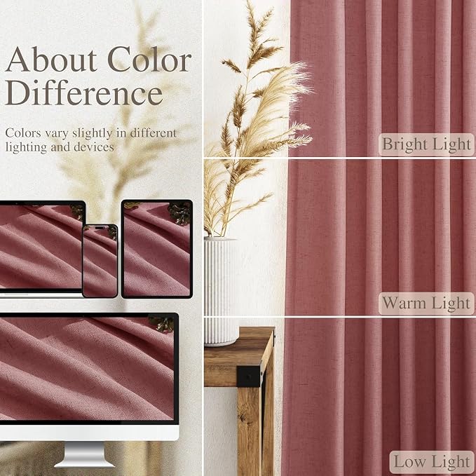 Canyon Rose Linen Curtains 80 Inch Length - Image 3