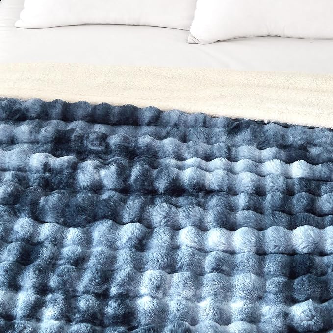 50x60 Inches Ultra-Soft Fuzzy Faux Fur Plush Throw Blanket - Image 5