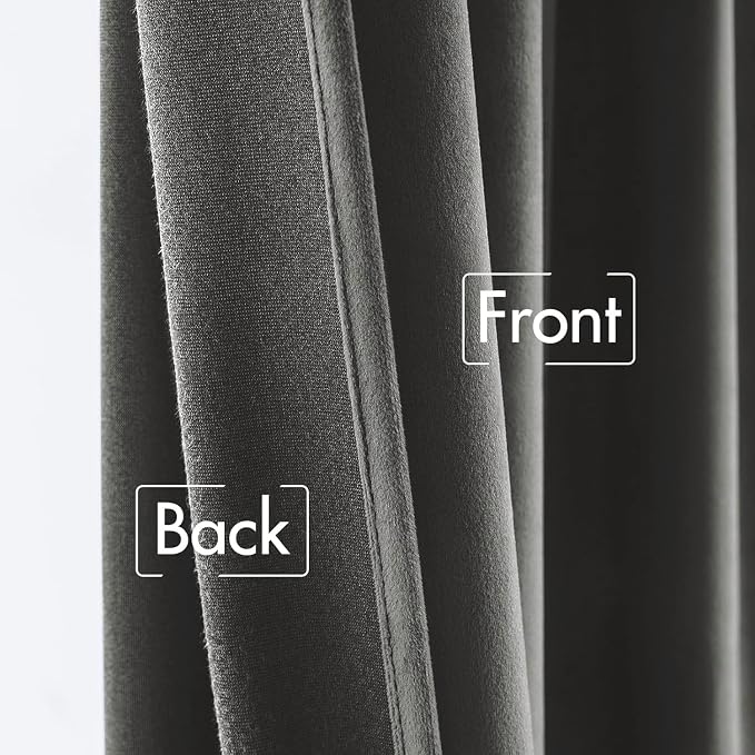 MIULEE Velvet Curtains 52x108 inches 2 Panels Gray Blackout Curtains | Luxury - Image 6