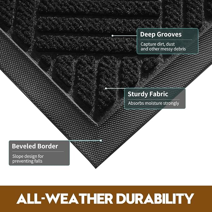 Front Door Mat, Heavy Duty Waterproof Doormat 31.5"x20", Stain Fade Resistant - Image 2