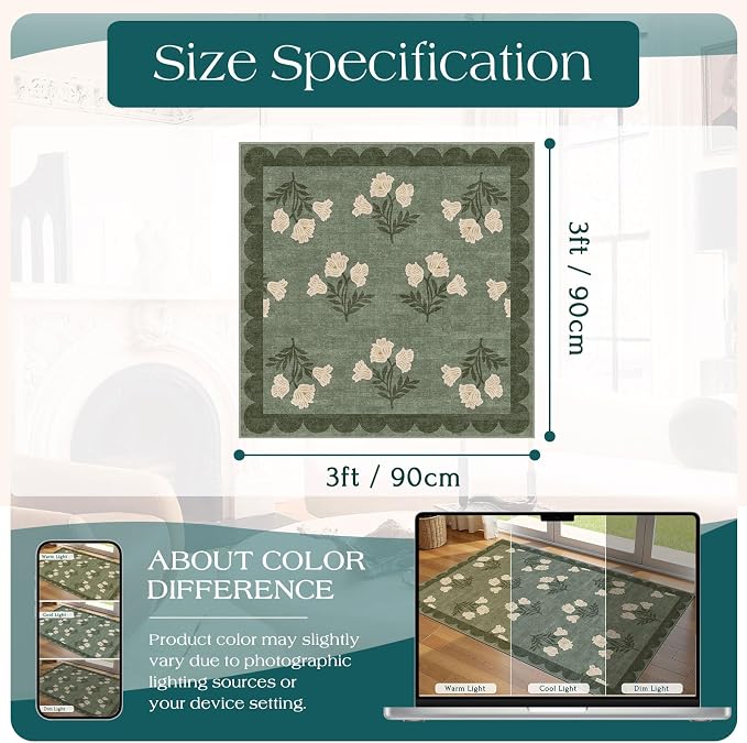3x3 Square Entryway Rug - Image 2