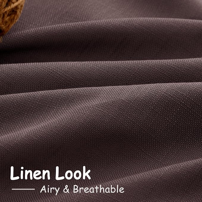 Linen Curtains 84 Inch Long, Coffee Brown, 2 Panels 52x84 | Living Room - Image 3