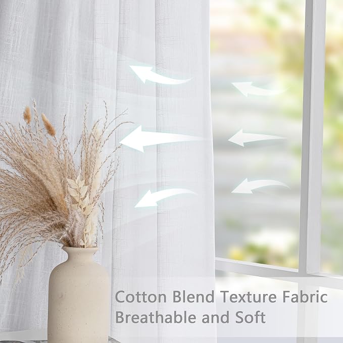 MYSKY HOME White Curtains for Living Room 1 Panel, Semi Sheer Curtains & Drapes - Image 5