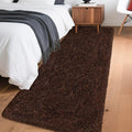 2x6 Bedside Area Rugs for Bedroom Soft Fluffy Shag Brown Rug for Hallway by JiaoBaba