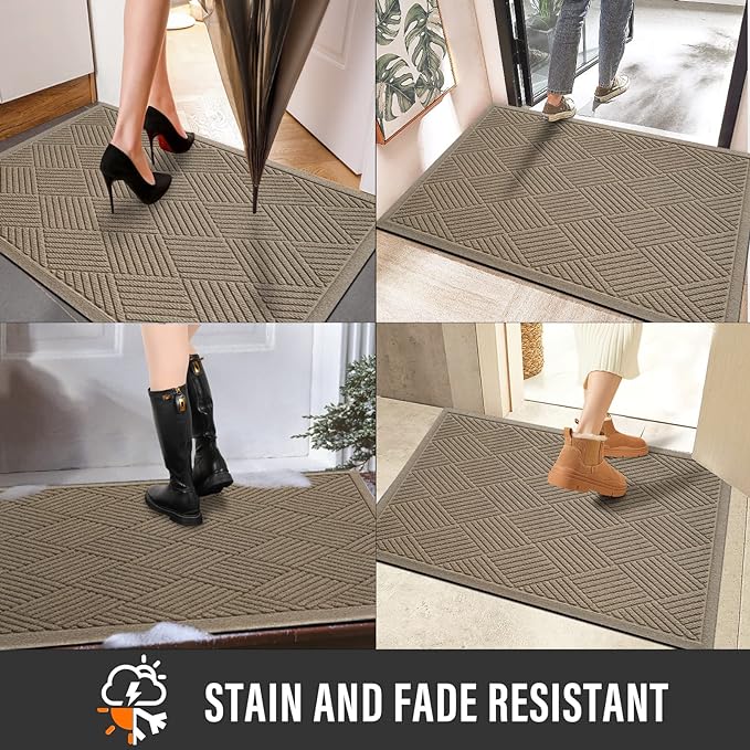 Sturdy Front Door Mat, Absorbent Muddy Dirt Resist Welcome Door Mats Outdoor - Image 5