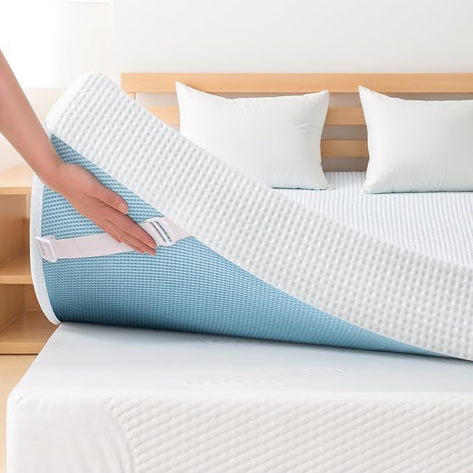 Subrtex Mattress Topper, Gel-Infused Memory Foam Mattress Topper, High Density Cooling Bed Topper Pad with Breathable Removable Fitted Cover CertiPUR-US Certified (4 Inch, King)