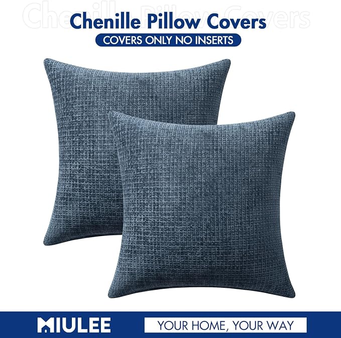 MIULEE Decorative Couch Throw Pillow Covers 16x16 Inch Navy Blue 2 Pack | - Image 7