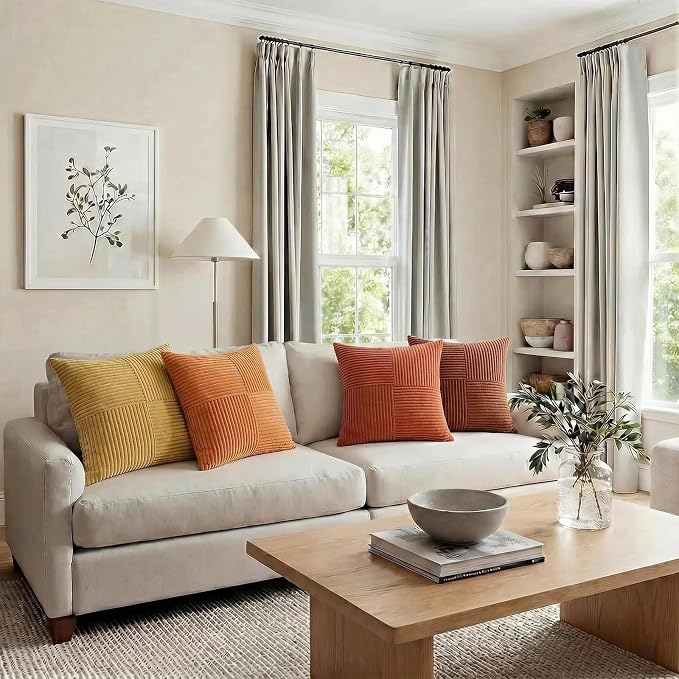 Fancy Homi Set of 4 Boho Fall Decorative Throw Pillow Covers 18x18 Inch - Image 7