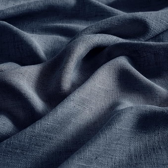 MIULEE Navy Blue Linen Curtains 52x63 Inch 2 Panels - Image 4