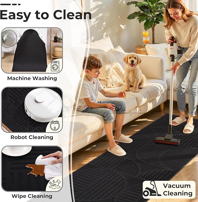 Findosom Washable Runner Rug 2x8, Geometric High-Low Textured Non Slip Hallway - Image 4