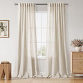 Warm Beige Linen Curtains 84 Inch Length 2 Panels Set by Nanspring