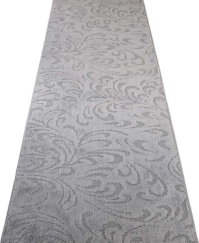 Custom Length Hallway Runner Rug, Slip Resistant, Floral Grey, 26 Inch X 24 feet - Image 6