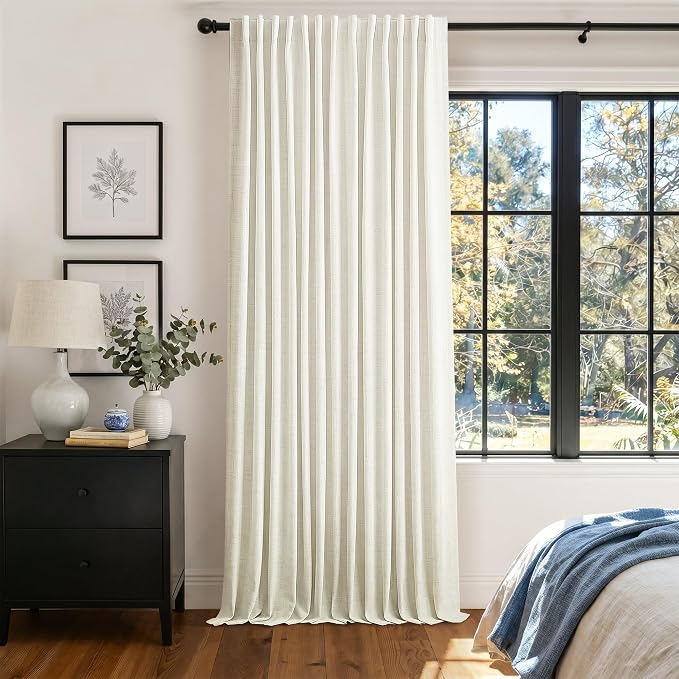 Extra Wide 100 Inch Width Linen Blackout Curtain 84 Inches Long 1 Panel Thick - Image 5