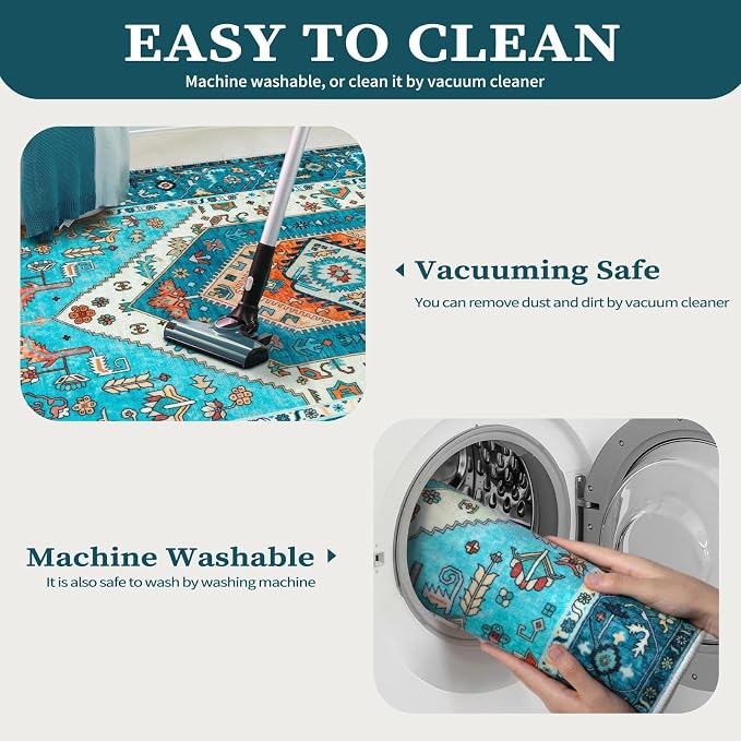 SERISSA 4x6 Washable Non Slip Boho Area Rug - Image 2