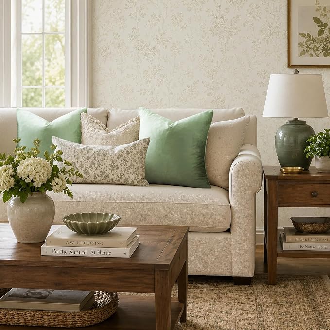 GIGIZAZA Sage Green Velvet Throw Pillow Covers 18x18 Pack of 2 | Decorative - Image 2