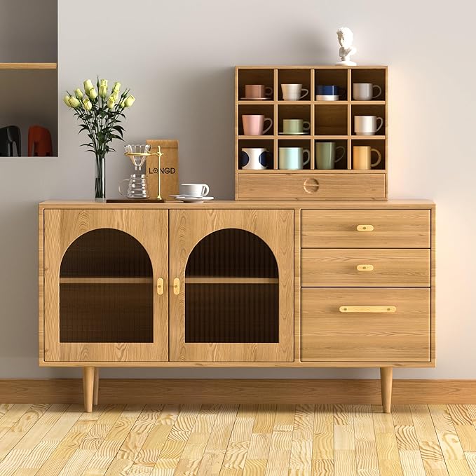 Wooden Drawer Pulls,4-Pack Beech Wood Drawer Handles 9in,Suitable for Kitchen, Living Room, Bedroom, Bathroom and Other Scenes,Gold