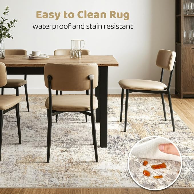 LOONGRUG 6x9 Area Rugs Washable Neutral Modern Abstract Living Room Rug | Soft - Image 6
