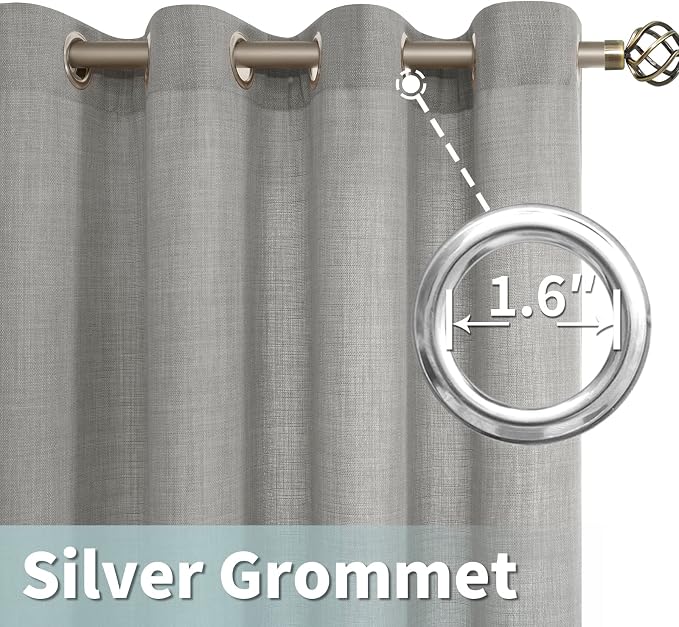 Grey Semi Sheer Linen Curtains 90 Inch Long - Image 5