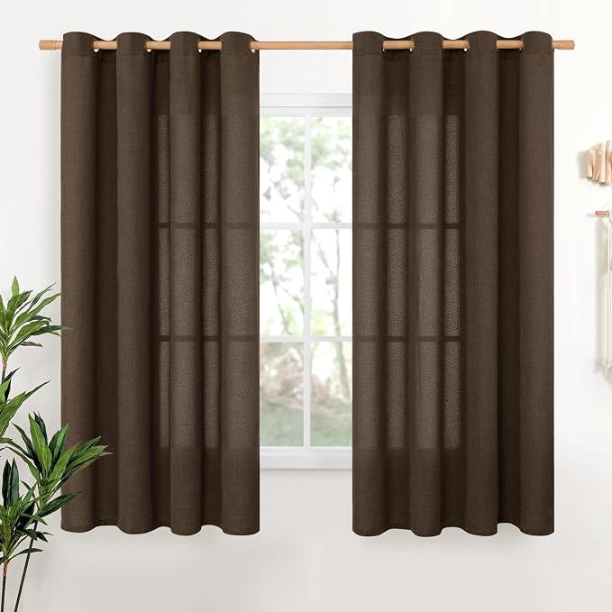 YoungsTex Brown Linen Curtains 68 Inch Length by YoungsTex