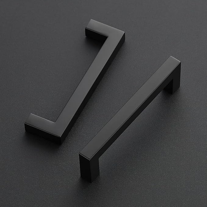 Ravinte 20 Pack 4-1/2 Inch Kitchen Square Cabinet Handles Matte Black Pulls Black Drawer Pulls Kitchen Cabinet Hardware Handles