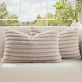 decorUhome Fall Faux Fur Throw Pillow Covers 12x20 Set of 2 Tan | Decorative by decorUhome